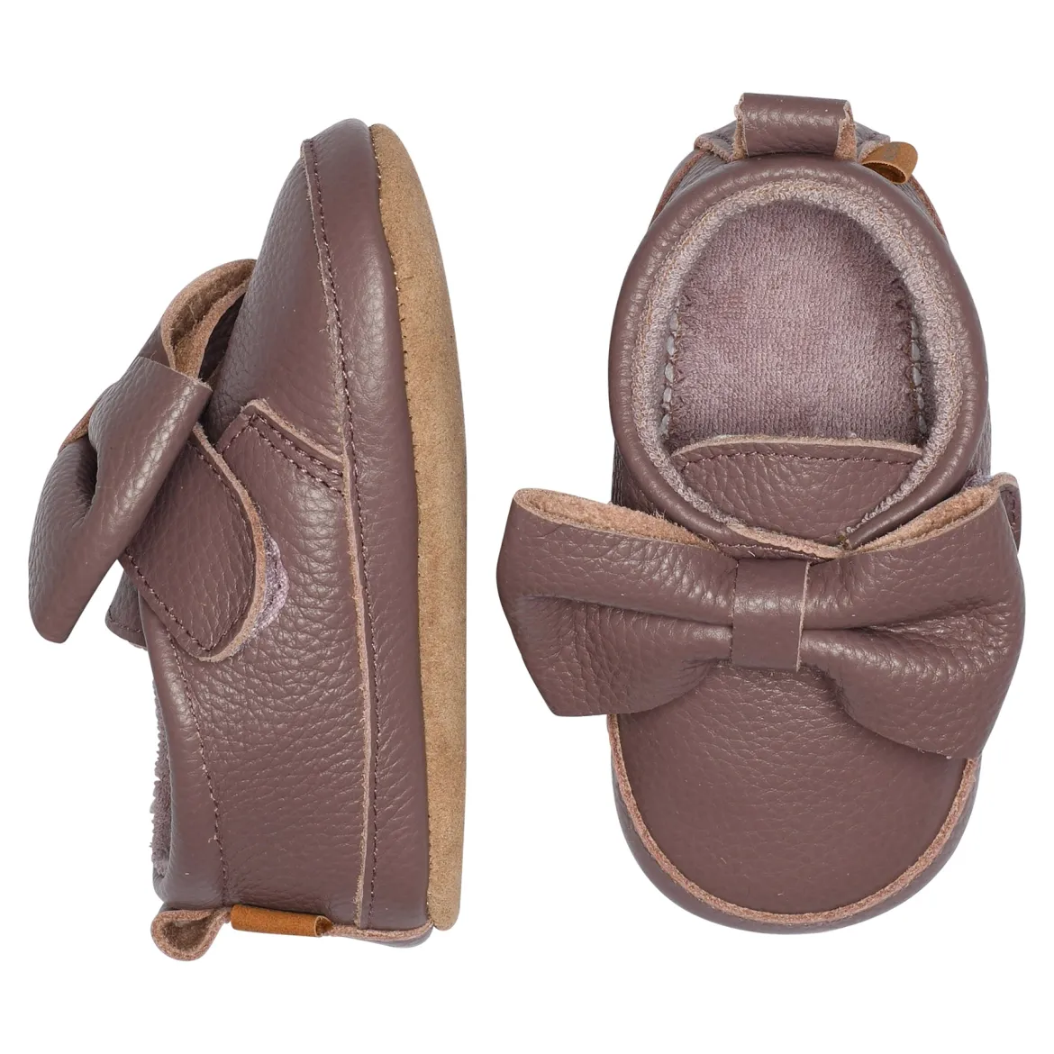 Bow leather slippers