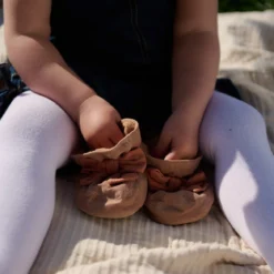 Bow textile slippers
