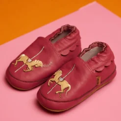 Carousel leather slippers