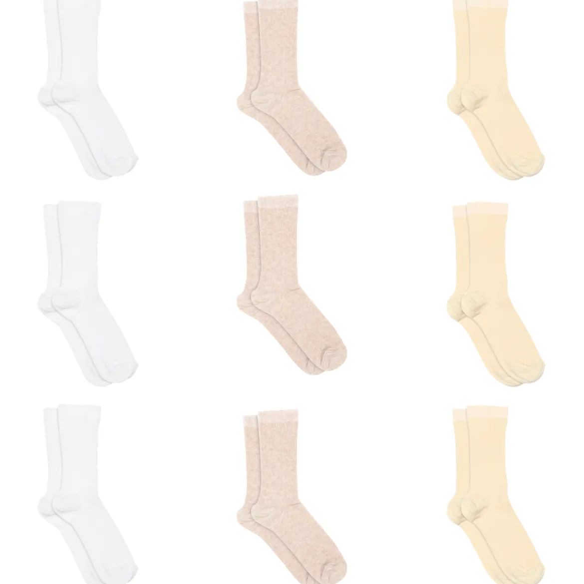 Fine cotton rib socks 9-pack - Light Neutrals