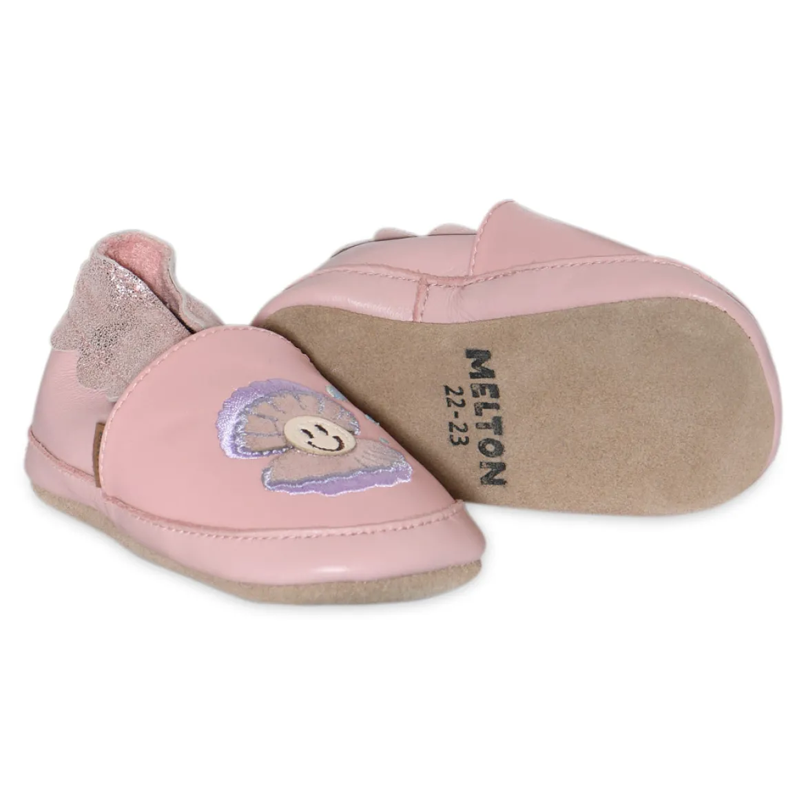 Shell leather slippers